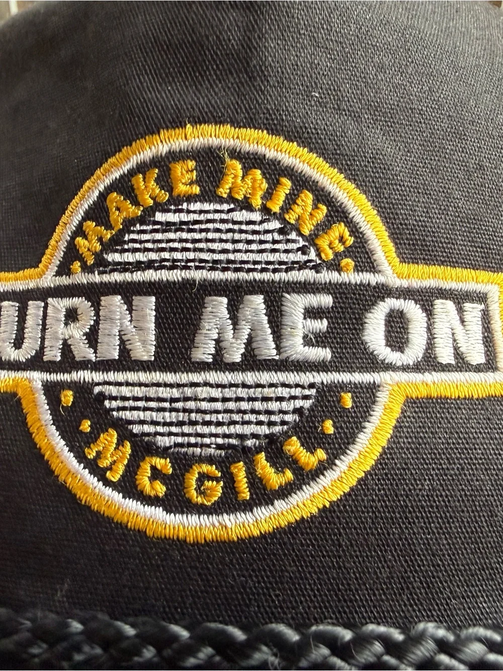 Vintage 90s McGill Turn Me On Promo Rope Hat Black Snapback Yupoong